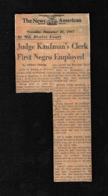 News American, 1967 — first Black federal law clerk in the South
